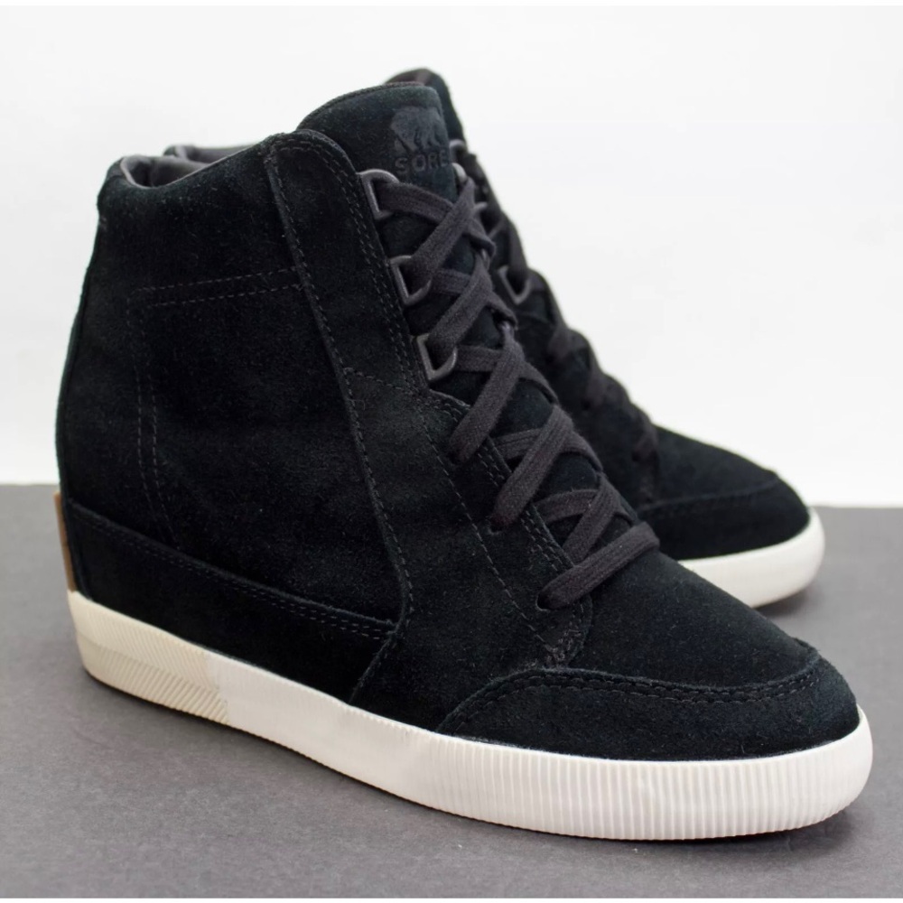 Sorel Out N About Womens Size US 7 Wedge Bootie Black Sea Salt Waterproof Suede
